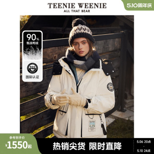 TeenieWeenie小熊秋冬户外感羽绒服工装 风红色小个子保暖外套