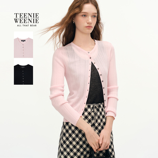 简洁舒适坑条圆领毛衣开衫 新品 26春季 TeenieWeenie小熊女毛针织衫