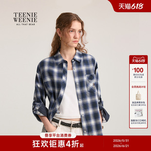 外套 格纹衬衫 TeenieWeenie小熊女装 春秋休闲宽松学院风刺绣长袖