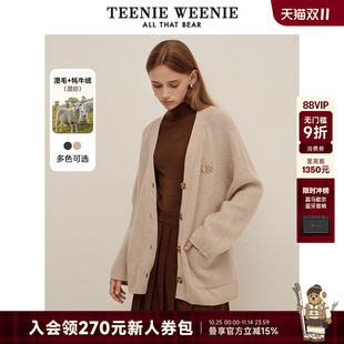 松弛感时髦针织开衫 TeenieWeenie小熊冬装 牦牛绒混纺 女 澳毛