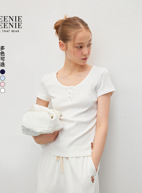 TEENIEWEENIE bearnova【精梳棉】2025年秋季新款女装针织提花T恤
