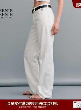 TEENIEWEENIE bearnova25秋季新款复古水洗牛仔裤个性直筒休闲裤