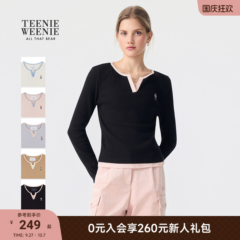 TeenieWeenie撞色拼接长袖T恤