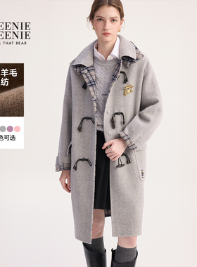 【初代千金牛角扣】TeenieWeenie小熊女冬季绵羊毛双面呢毛呢外套