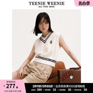 TeenieWeenie小熊夏V领背心马甲内搭针织衫 毛衣学院女