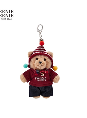 TEENIEWEENIE bearnova25冬新款玩偶童趣毛球拉法帽圣诞小熊挂件