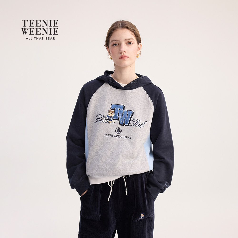 TeenieWeenie小熊女装卫衣2025秋季新款时髦撞色休闲