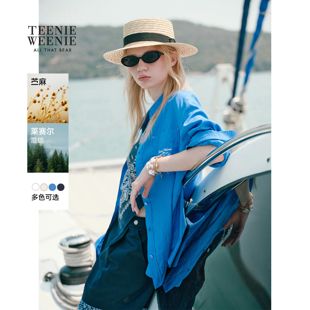 TeenieWeenie小熊女装衬衫26夏季新款时髦个性舒适微宽松翻领衬衣
