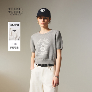 套头针织衫 TeenieWeenie小熊女毛衣26春季 活力短袖 优雅披肩式 新品