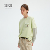 宽松T恤 简约设计感口袋宽松圆领短袖 TeenieWeenie小熊女装 时尚