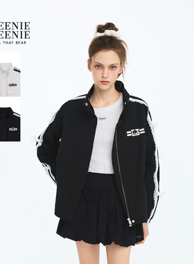 TEENIEWEENIE bearnova26春新款女撞色织带蝴蝶结插肩袖运动外套