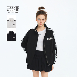 运动外套 女撞色织带蝴蝶结插肩袖 TEENIEWEENIE bearnova26春新款