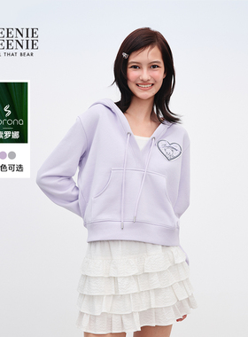 TEENIEWEENIE bearnova2025秋季新款女装休闲活力舒适v领连帽卫衣