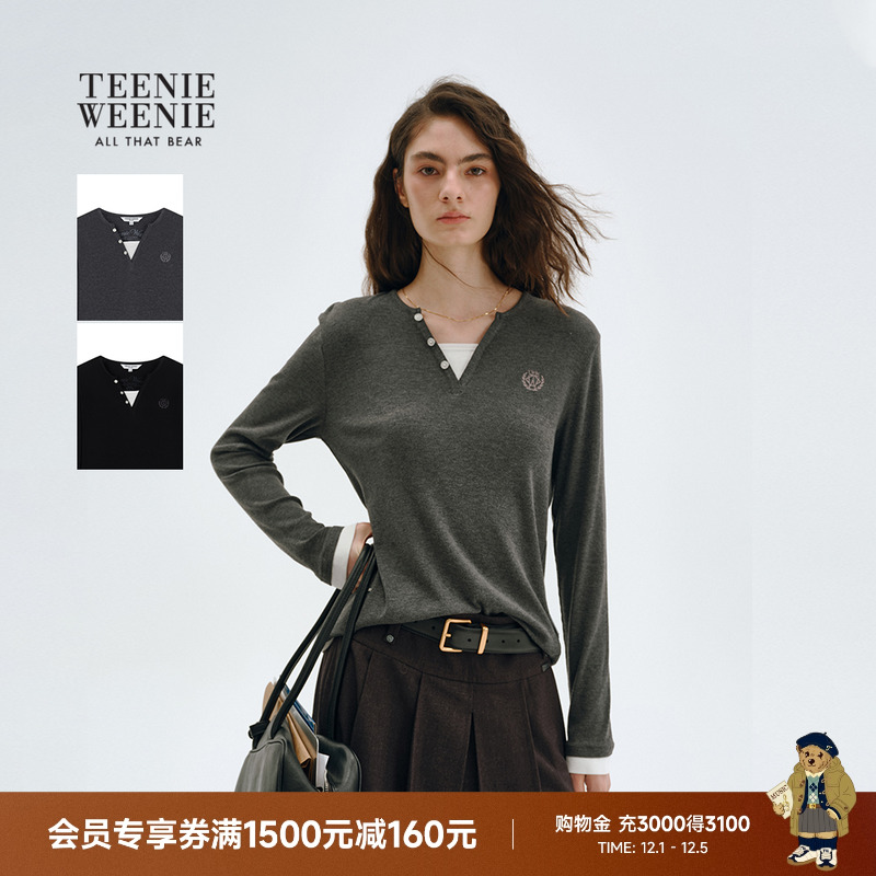 TeenieWeenie小熊女装亨利领T恤