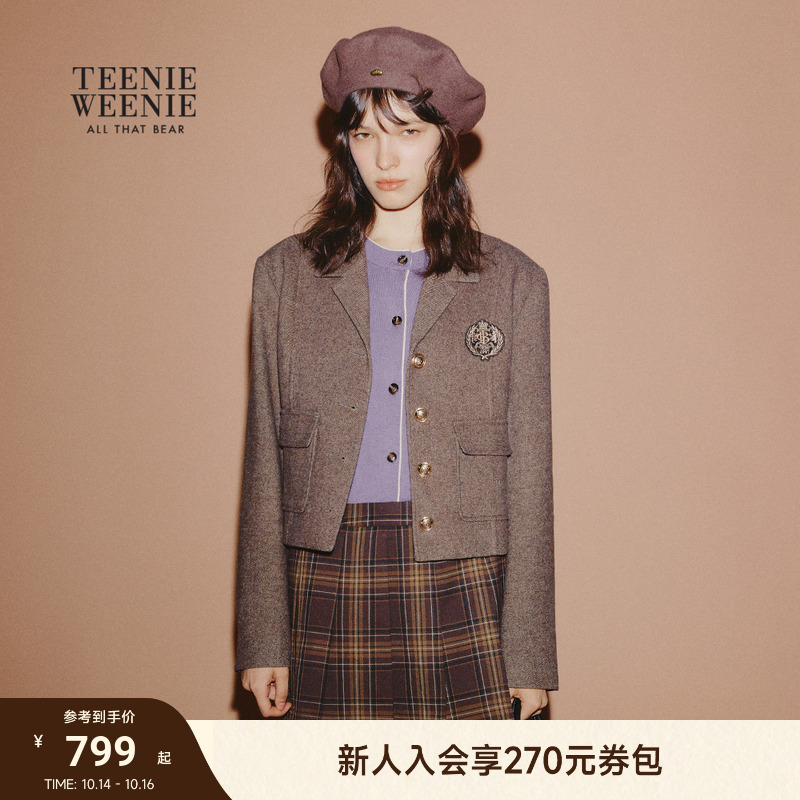 TeenieWeenie小熊女装西装2025秋季新款时髦复古刺绣短款合身外套