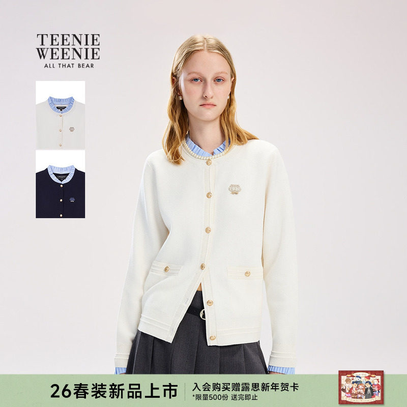 TeenieWeenie小熊女装毛针织衫26春季新款时髦假两件拼