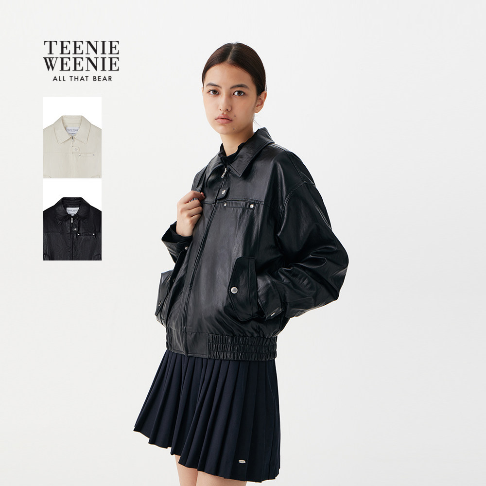 TeenieWeenie小熊女装皮衣2025冬季新款女装休闲舒适