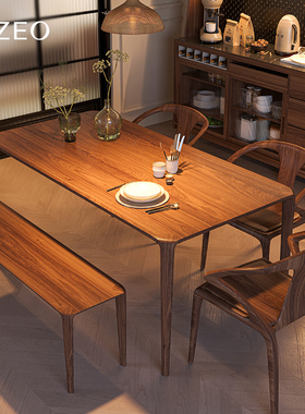 MIZEO 米卓/北美黑胡桃木中古意式极简现代餐桌中式实木莫森餐桌