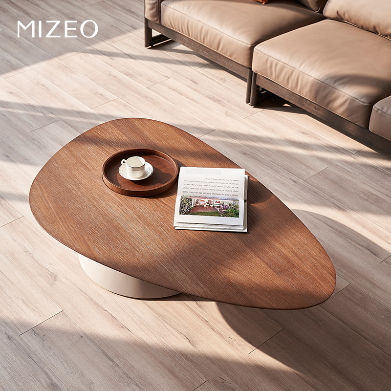 MIZEO 米卓/意式极简白橡木实木茶几 北欧网红中古风茶几 椭圆形