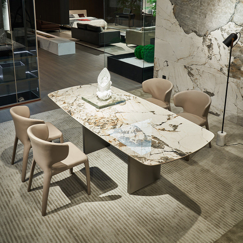 MIZEO  米卓/意大利奢石岩板餐桌椅组合 意式极简轻奢岩板餐台