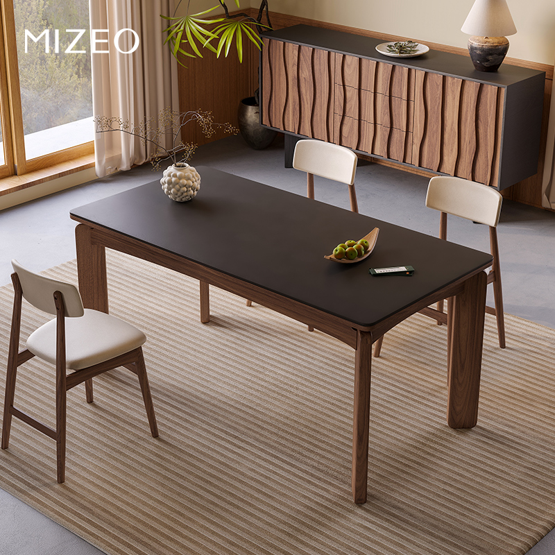 MIZEO 米卓/白蜡木中古餐桌现代极简中式岩板实木餐桌博主同款