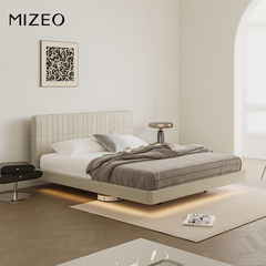 MIZEO 米卓 /2024年新款意式简约实木真皮榉木悬浮主卧轻奢双人床