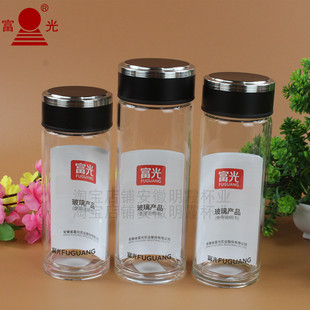 富光单层玻璃杯钢盖泡茶办公家用高硼硅水杯子印字logo定制礼品杯