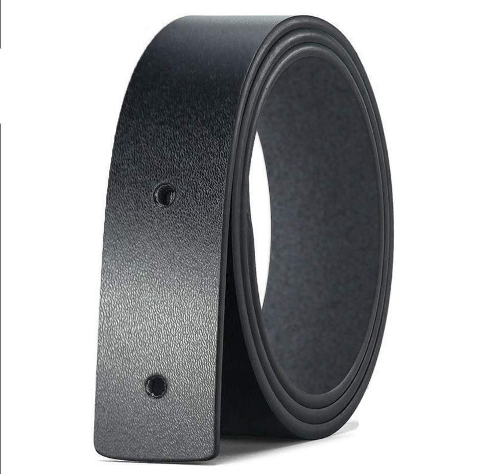 无牙无孔自动扣皮带条3.5cm不带头滚轴腰带光面无卡槽带身纯牛皮