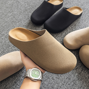 老钱风穆勒鞋勃肯拖鞋男款秋季外穿防臭防滑增高懒人一脚蹬包头拖