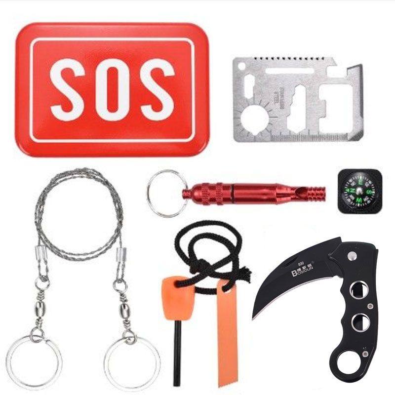 户外装备求生宝盒生存工具套装多功能野外急救盒SOS应急用品