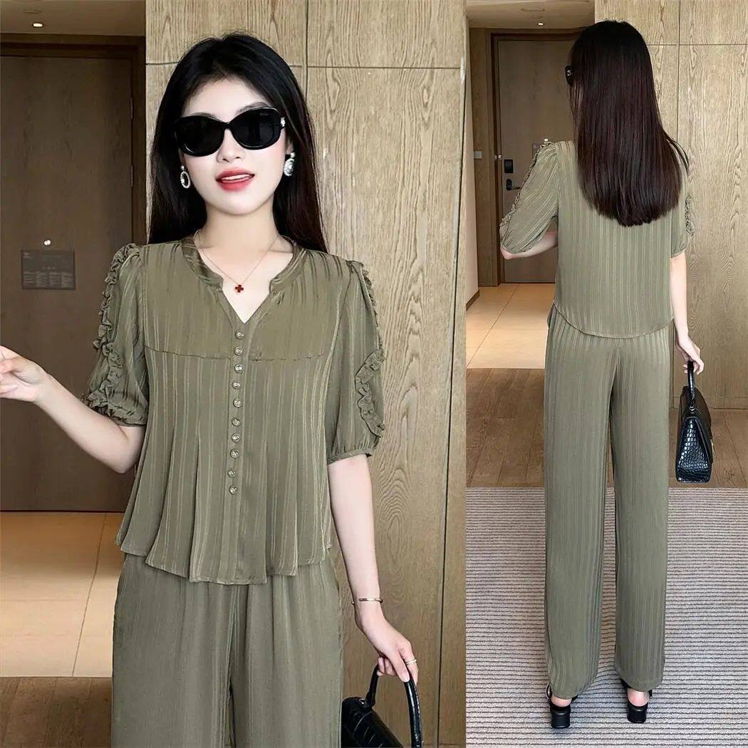 高级感冰丝时尚套装女夏季新款气质穿搭一整套薄款洋气休闲两件套