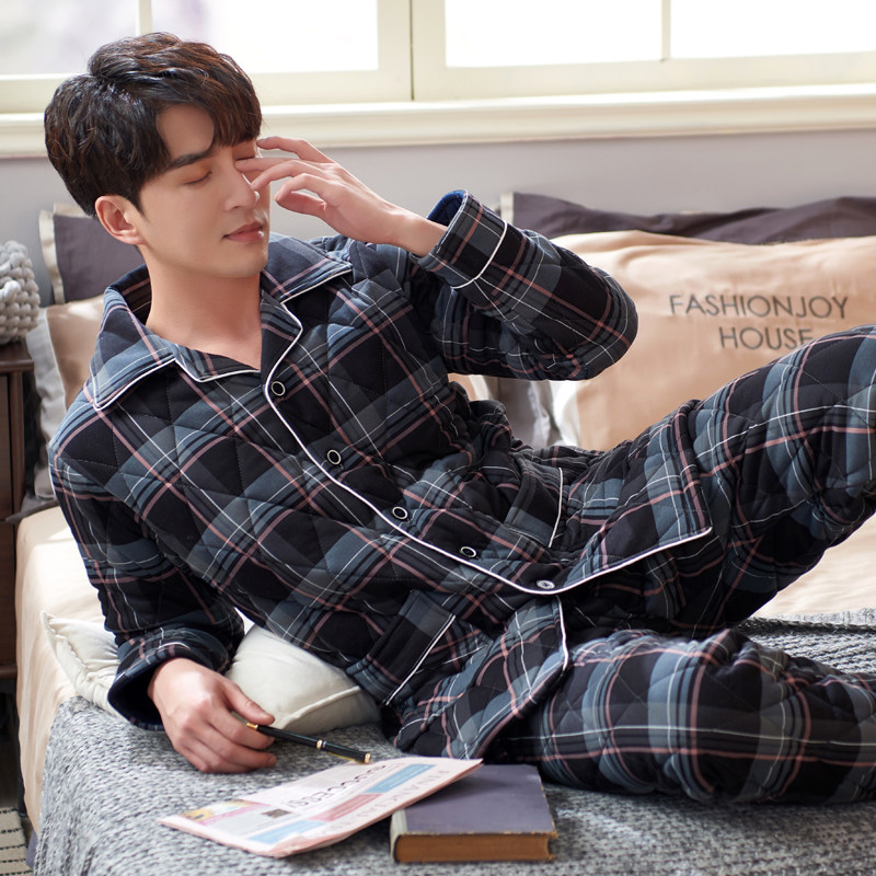男士睡衣秋冬季纯棉加厚夹棉袄格子三层湖南省服可外穿家居服套装,女士内衣/男士内衣/家居服,睡衣/家居服套装,淘宝优惠券,粉丝福利购,淘宝优惠卷