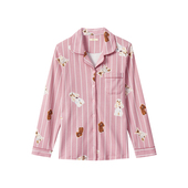 大码 高级感2026新款 条纹可爱单件上衣家居服 纯棉长袖 睡衣女春秋季