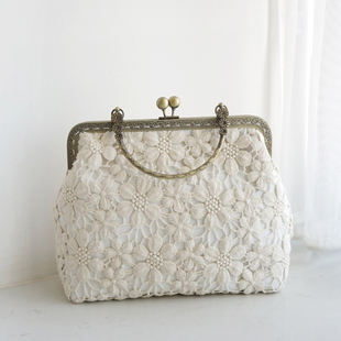 斜挎小方包 2018新款 鹿一之原创 精致蕾丝古典手提女包