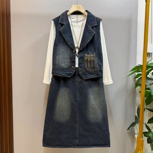 胖妹妹大码牛仔三件套显瘦宽松