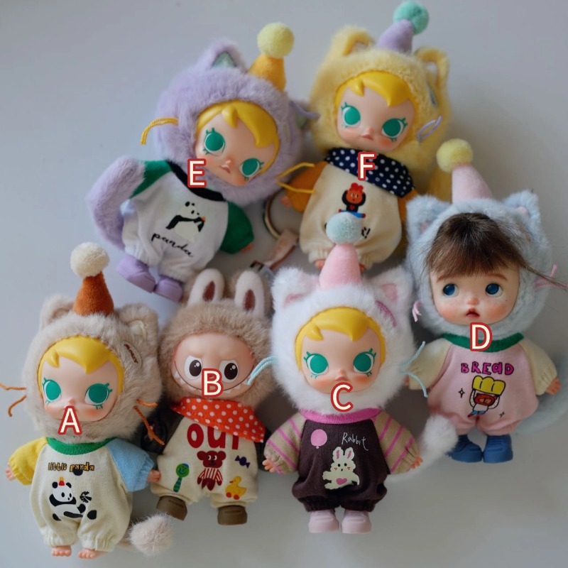 49【连体裤】10cm迷你拉布40娃衣Iabu着替服饰娃娃衣服卡通