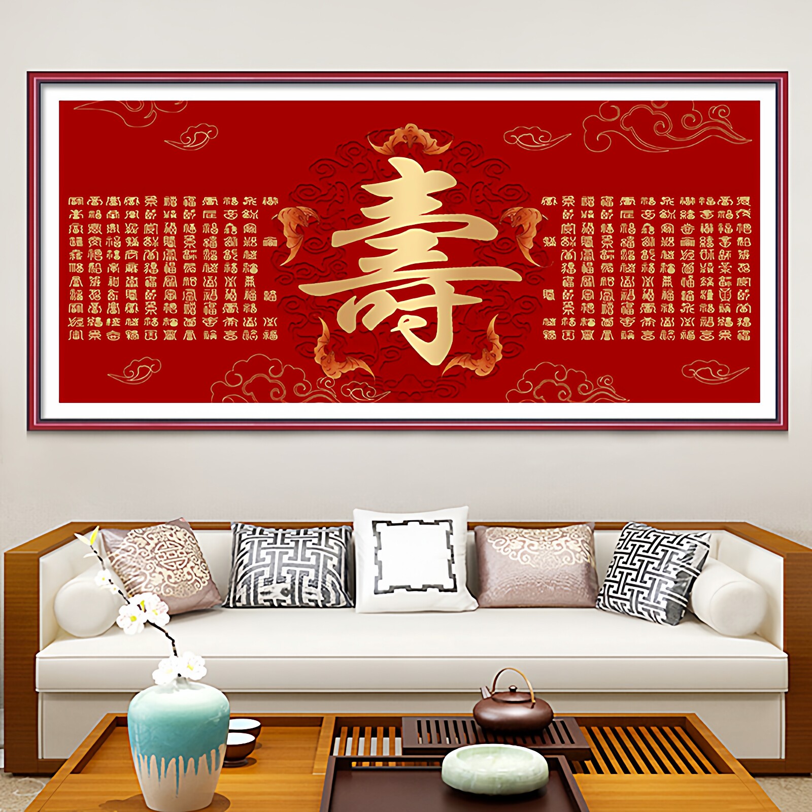 蒙娜丽莎百寿图十字绣2026新款线绣客厅大幅福寿贺寿礼物手工满绣