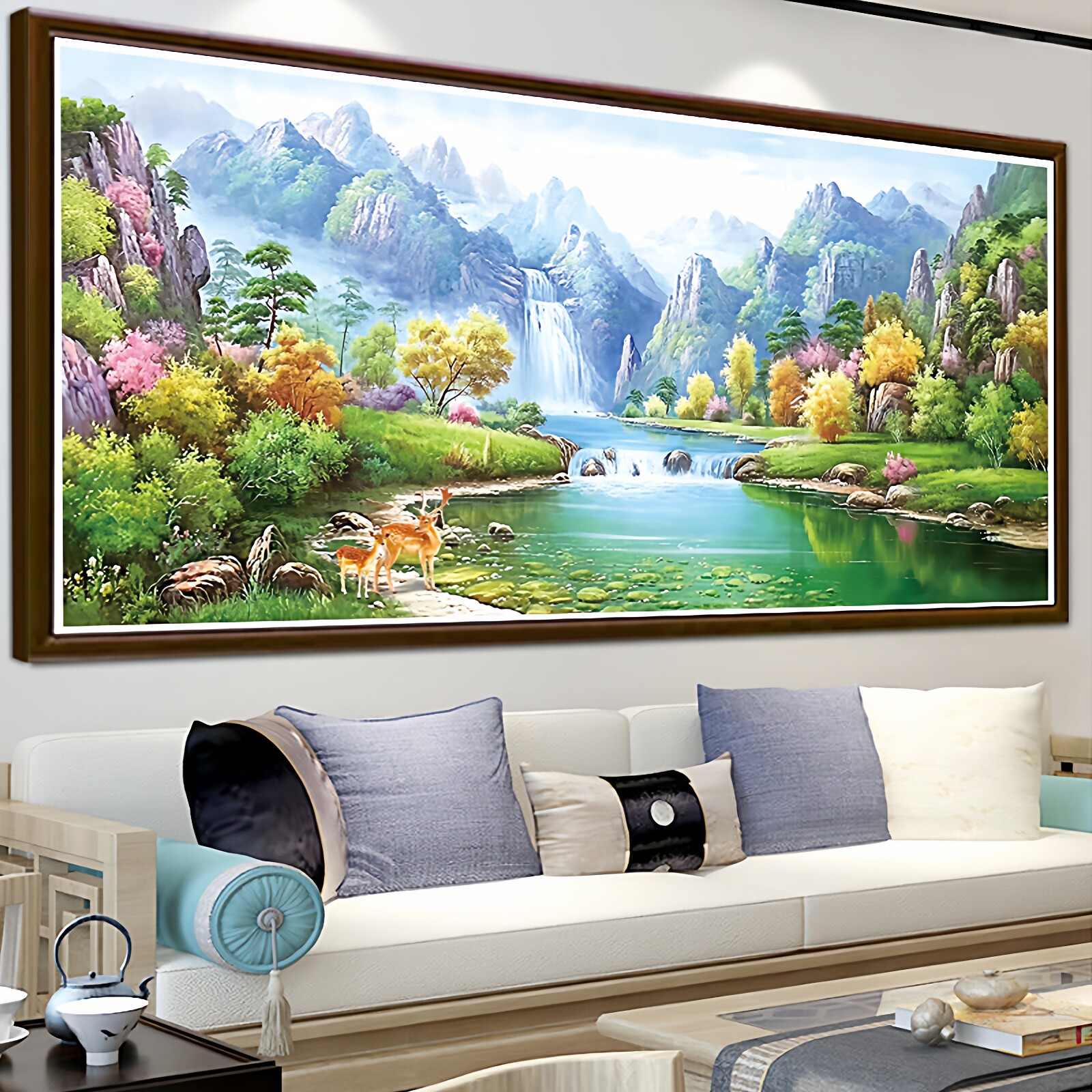 青山绿水十字绣2026新款线绣高级感客厅简约现代欧式风景手工刺绣