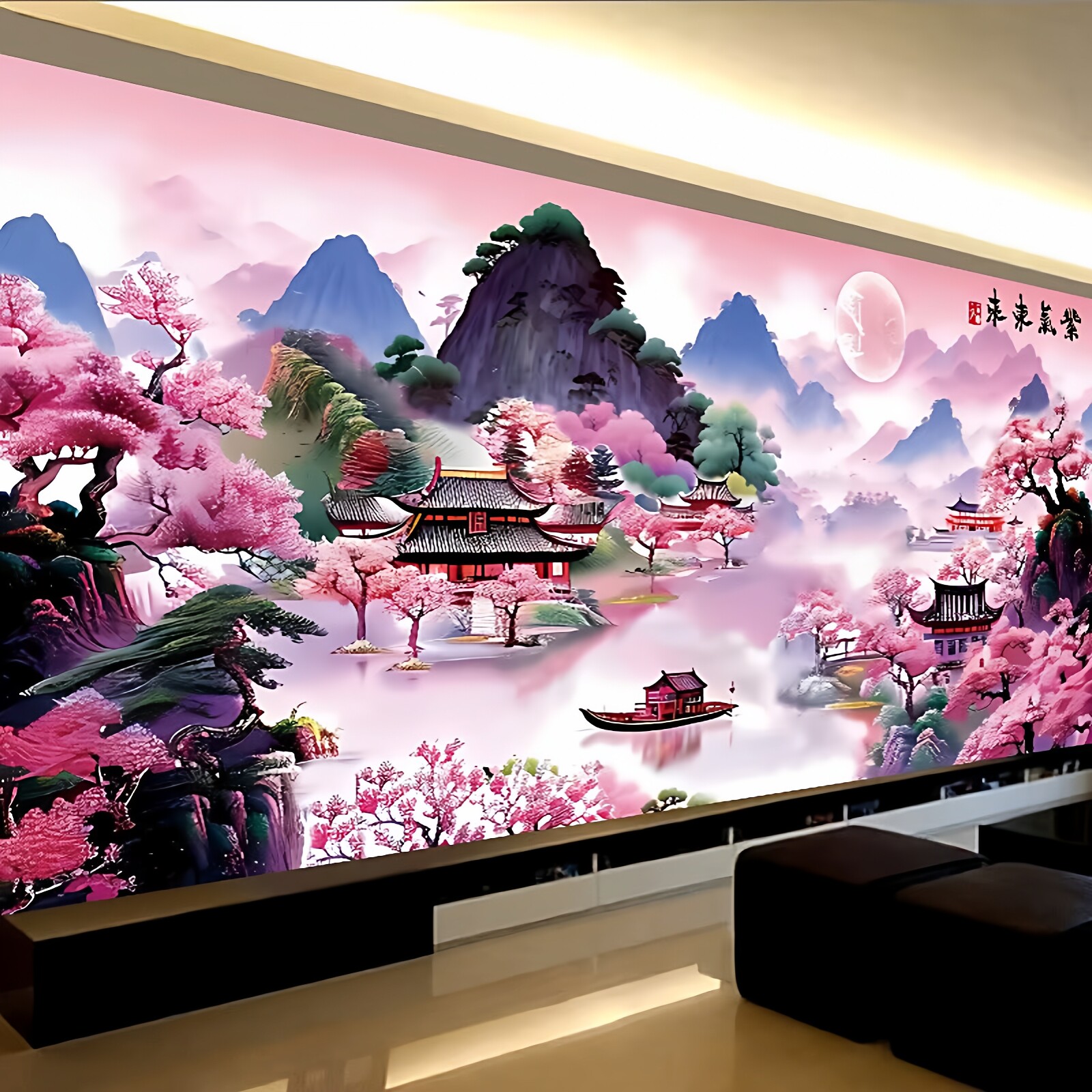 爆款十字绣紫气东来风景山水画