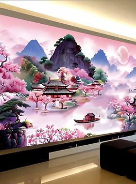 爆款十字绣紫气东来风景山水画
