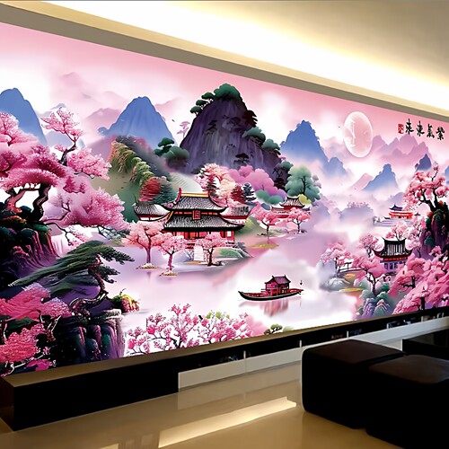 爆款十字绣紫气东来风景山水画