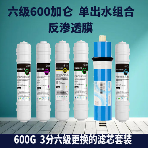 600G DIY6级滤芯组合 PP+UDF+RES+RO+T33