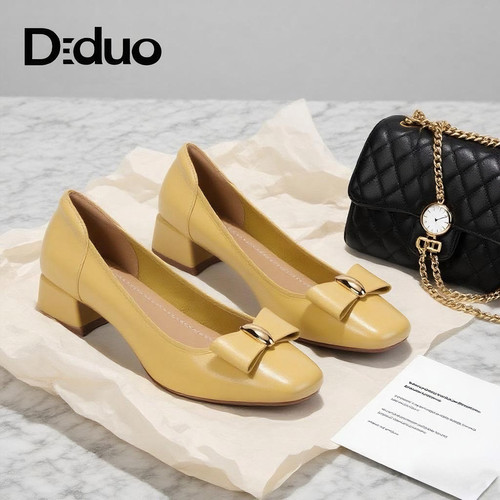【新品】Diduo/迪朵2026春季新款单鞋女时尚潮流蝴蝶结浅口
