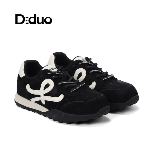 【新品】Diduo/迪朵2026黑色拼色德训鞋男女休闲系带运动鞋时尚