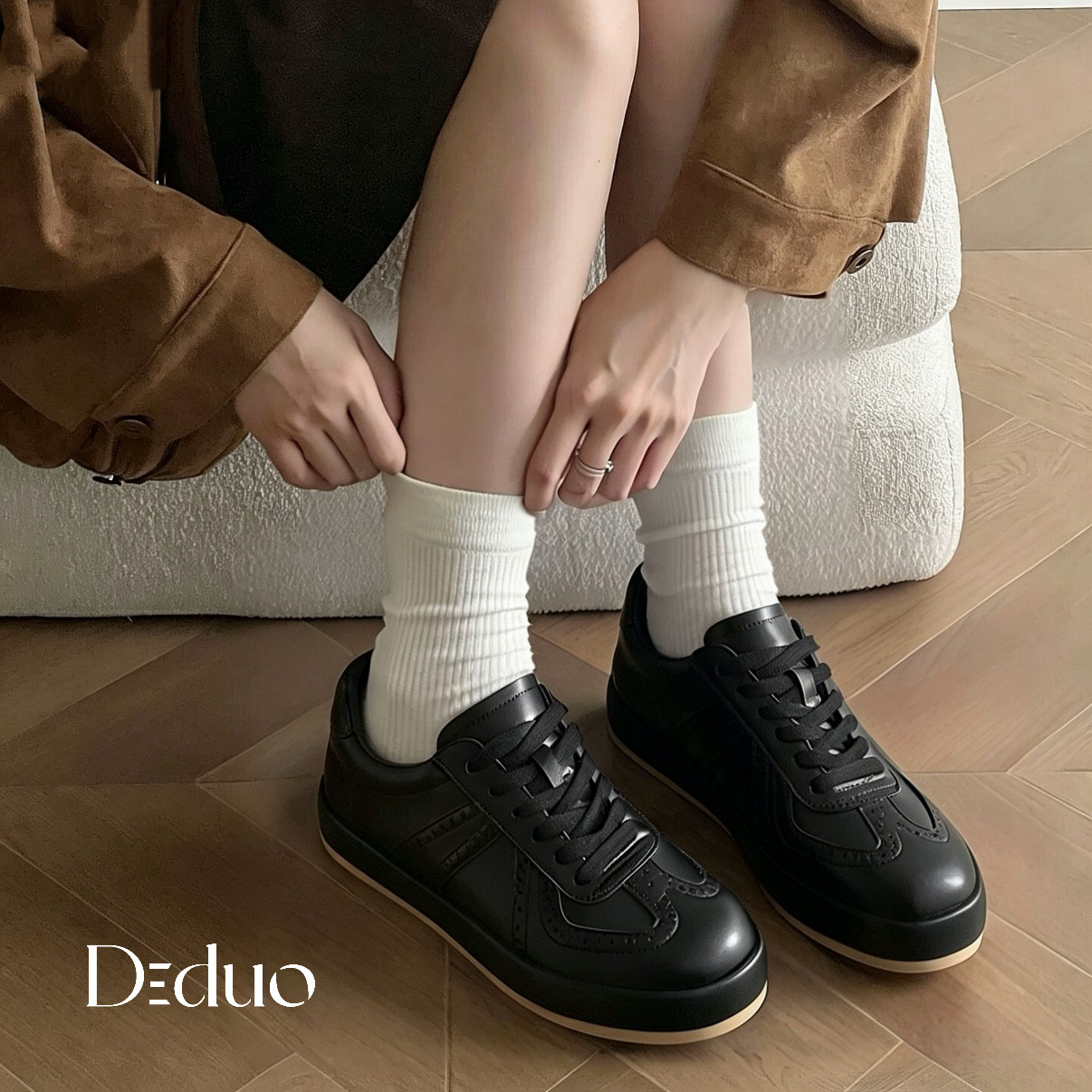 【新品】Diduo/迪朵2026德训鞋女系带休闲板鞋舒适百搭运动鞋图片
