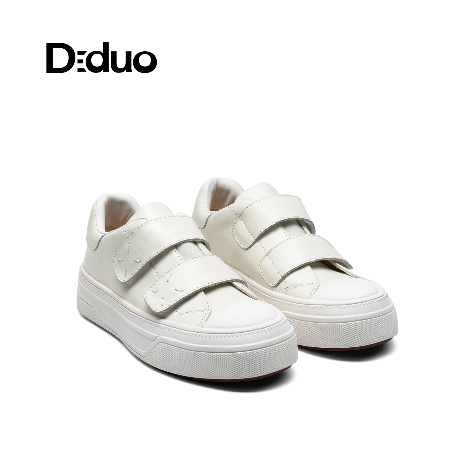 【新品】Diduo/迪朵 2025春季新款魔术贴小白鞋女真皮休闲鞋女鞋
