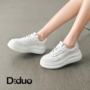 新品 厚底百搭板鞋 Diduo 牛皮小白鞋 轻便休闲鞋 迪朵2025春新款