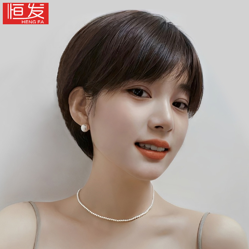 假发全头套女士短发夏天薄款真发全真人发丝减龄波波头自然假发套