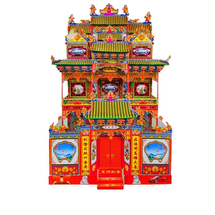 带院紫竹华府竹架灵房折叠楼祭祀白事纸扎别墅纸房子丧葬用品殡葬