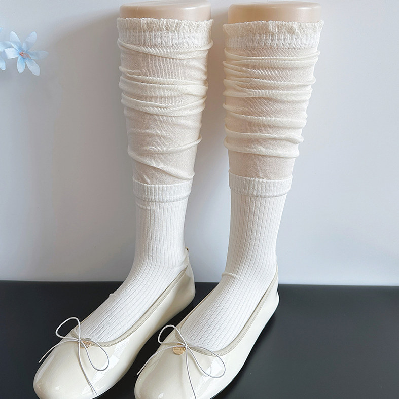 JK米白色小腿袜春秋薄款浅灰色中筒袜百搭泡泡纱拼接黑色及膝袜女,女士内衣/男士内衣/家居服,中筒袜,淘宝优惠券,粉丝福利购,淘宝优惠卷